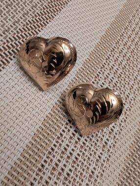 Gold Heart Earrings - Sterling Silver 925